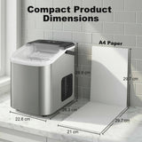 HOMCOM Ice Maker Machine Countertop, 9 Cubes Ready in 7 Mins, 12 KG in 24Hrs, 2 Sizes of Bullet, Self-Cleaning Ice Machine with Portable Handle, Scoop and Basket for Home Kitchen Office RV