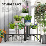 Outsunny Three-Tier Corner Metal Plants Shelves - Black