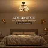 HOMCOM Crystal Ceiling Light, Semi Flush Mount Modern Crystal Chandelier Ceiling Light, E14 Base 3-Lights, Bulbs Not Included
