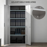 HOMCOM Metal Filing Cabinet Lockable Office Storage Cabinet with 5 Adjustable Shelf, White