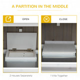 PawHut Wooden Pet Hutch, Two-Tier Cage with Rain Cover, Wheels, White