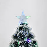 HOMCOM 4ft Artificial Prelit Christmas Tree, Snow Xmas Tree with Colourful LED Lighting Fiber Optics, Green White