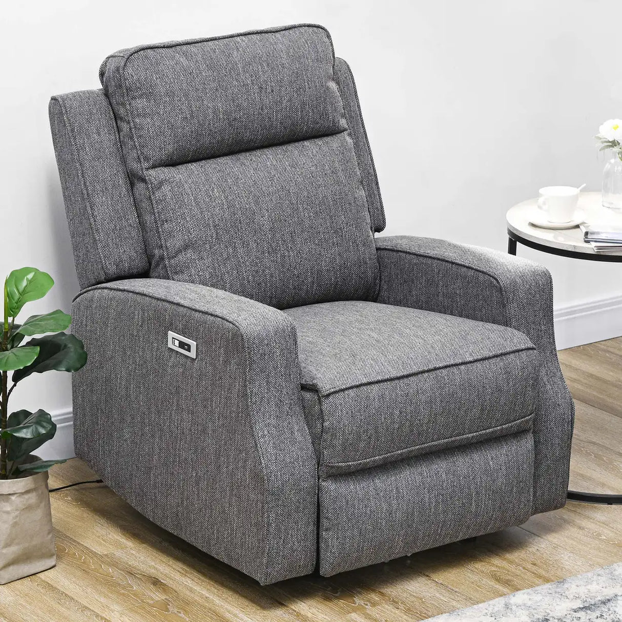HOMCOM 150 Electric Reclining Chair, with USB port and Footrest - Charcoal Grey