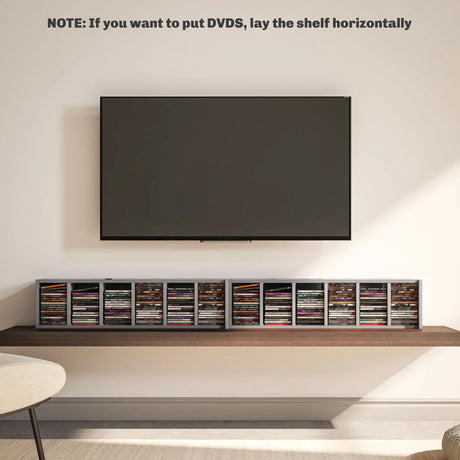 HOMCOM Set of 2 CD Media Display Shelf Unit Tower Rack with Adjustable Shelves, High Gloss Grey