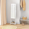 HOMCOM Free Standing Dressing Mirror with LED Lights, Full Length Mirror with 3 Temperature Colours and Storage Shelf