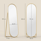 HOMCOM Two-Way Curved Full Length Mirror - Gold Tone