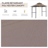 Outsunny 2.5M (8ft) New Double-Tier BBQ Gazebo Grill Canopy Barbecue Tent Shelter Patio Deck Cover - Coffee