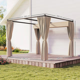 Outsunny 3 x 3m Retractable Roof Pergola, with Curtains - Khaki