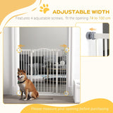 PawHut Pressure Fit Dog Stair Gate No Drilling Safety Gate Auto Close for Doorways, Hallways, 74-100cm Adjustable, 94cm Tall, White