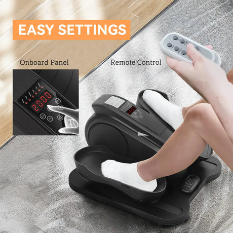 SPORTNOW Under Desk Elliptical Machine, Seated Pedal Exerciser, Mini Electric Elliptical Machine for Seniors with LCD Monitor, Remote Control and 10 Adjustable Speed, Quiet & Portable, Black