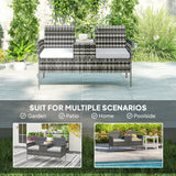 Outsunny Two-Seat Rattan Chair, with Middle Table - Charcoal Grey