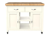Kitchen Island (Cream) with Butchers Block