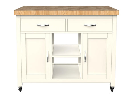 Kitchen Island (Cream) with Butchers Block