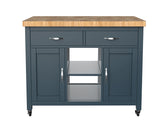 Kitchen Island (Blue) with Butchers Block