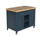 Kitchen Island (Blue) with Butchers Block