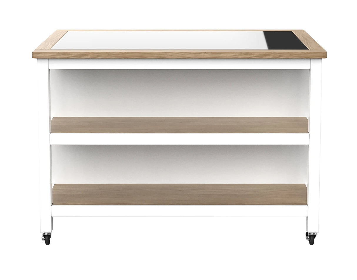 Kitchen Island (White) Open with Breakfast Bar