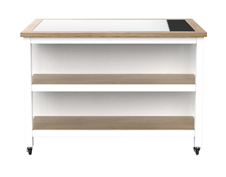 Kitchen Island (White) Open with Breakfast Bar