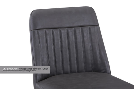 (VPR03I) Vintage Grey Leather Bar Stool  (Pack of Two)