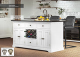 White Kitchen Island With Black Granite Worktop