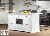 White Kitchen Island With White Marble Worktop