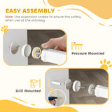 PawHut Baby Gate, Pet Safety Gate Pressure Fit, 76-82cm Wide with Two-Way Open, One-Hand Opening
