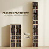 HOMCOM Set of 2 CD Media Display Shelf Unit Tower Rack with Adjustable Shelves, Oak