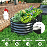 Outsunny Set of Two 150 x 60cm Steel Planters - Dark Grey
