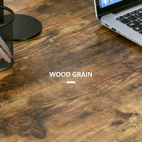 HOMCOM 100cm Computer Desk with Storage, Industrial Home Office Desk with 2 Tier Shelves and Steel Frame, Computer Table for Study Room, Rustic Brown