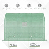 Outsunny Walk-In Lean to Greenhouse with Windows and Zippered Doors, 2 Tiers 6 Wired Shelves 300L x 150W x 213Hcm Green