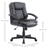 HOMCOM Office Chair, Computer Desk Chair, PU Leather Mid Back Executive Chair with Adjustable Height and Swivel Rolling Wheels for Home Study, Black