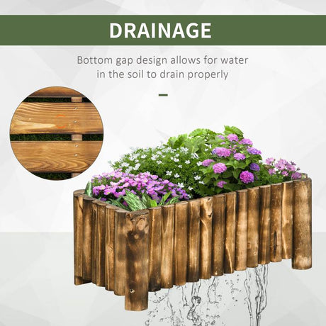 Outsunny 52L Raised Flower Bed Wooden Rectangualr Planter Container Box Herb Pot Flower Pot 78L x 35W x 30H (cm)