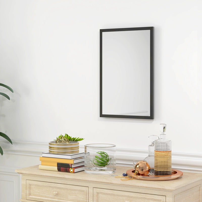 HOMCOM Wall Bathroom Mirror, 60 x 40 cm Wall-Mounted Mirror for Living Room, Bedroom, Hallway, Black