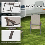 Outsunny Set of Two Folding Garden Chairs, with Fabric Mesh Seats - Mixed Brown