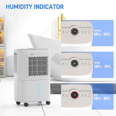 HOMCOM 12L Dehumidifier, with Touch Panel LED Screen - White