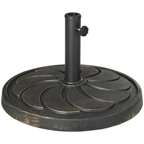 Outsunny 18kg Resin Garden Parasol Base, Round Outdoor Market Umbrella Stand Weight for Poles of Φ38mm to Φ48mm, Bronze