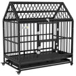 PawHut 48" Heavy Duty Dog Crate on Wheels, with Removable Tray, Openable Top, for L, XL Dogs - Black