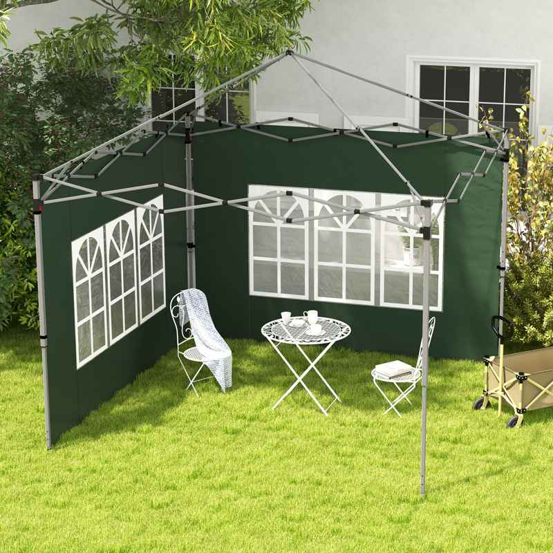 Outsunny Gazebo Side Panels, Sides Replacement with Window for 3x3(m) or 3x4m Pop Up Gazebo, 2 Pack, Green