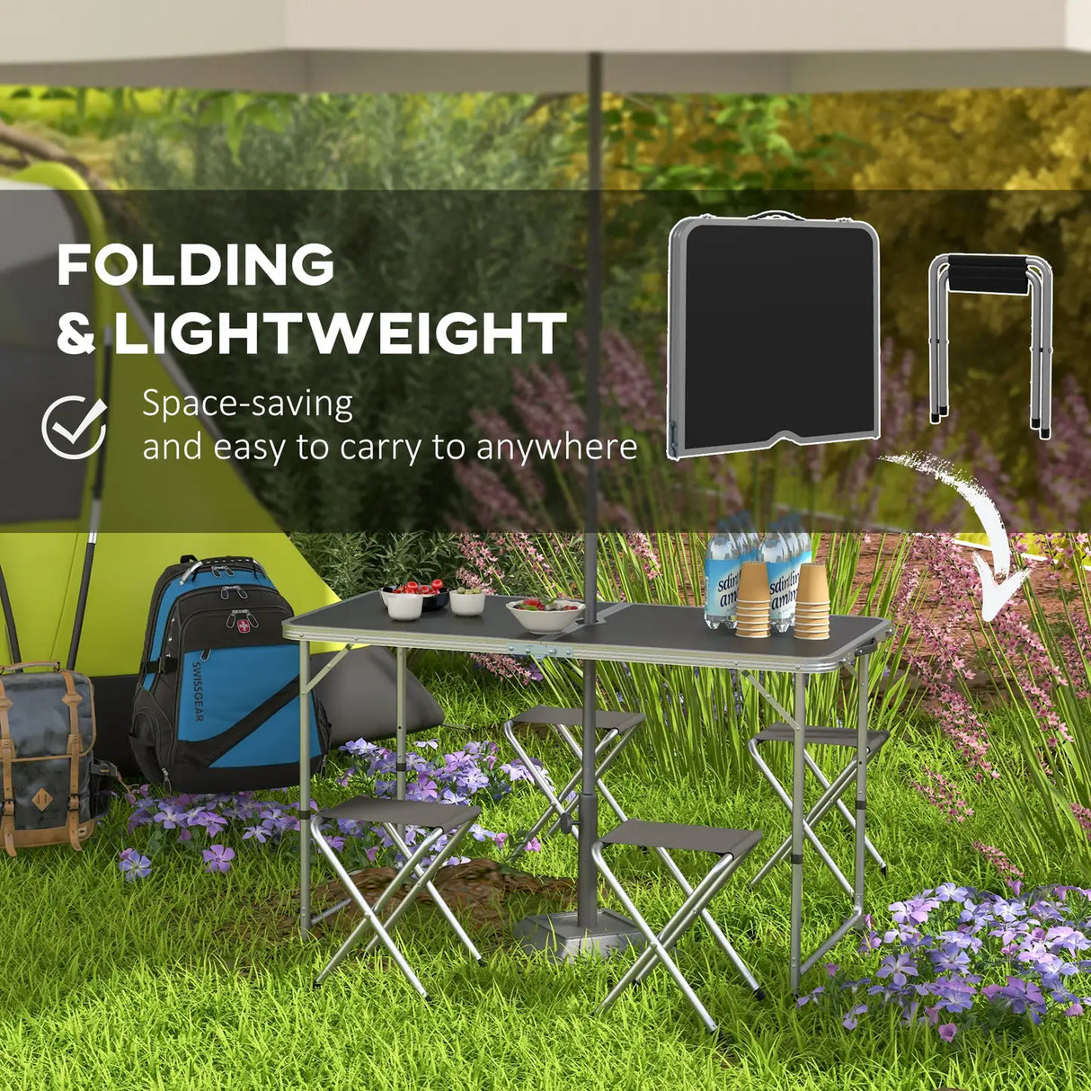 Outsunny Four-Person Foldable Aluminium Picnic Set
