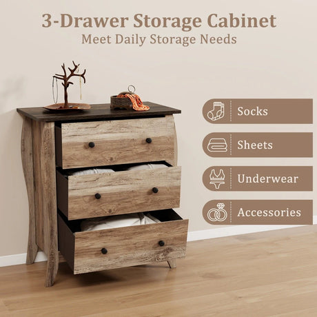 Closet Storage Organizer with 3 Folding Fabric Drawers and Anti-tipping Kit-Brown