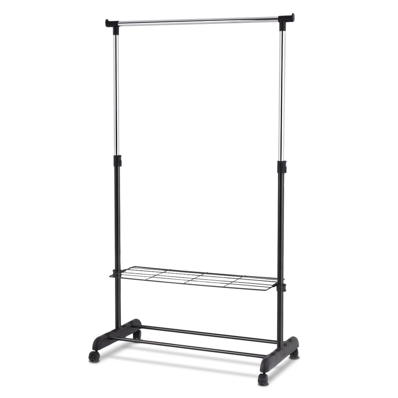 Rolling Clothes Hanger with Height Adjustable Shoe Rack
