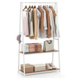 Clothes Rack with 2 Shelves and S Hooks for Laundry-Natural