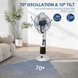 HOMCOM Spray Misting Fan, Floor Fan with Water Mist Spray, 70 Oscillation, Tilt Head, 3 Speeds, 2.8L Water Tank, White