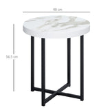 HOMCOM Round Side Table with Metal Legs, Modern End Table Bedside Table for Living Room, Bedroom, White