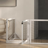 PawHut 8 Panels Foldable Pet Gate with Support Feet, for House, Doorway, Stairs, Small and Medium Dogs - White