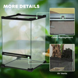 PawHut 12L Vivarium for Lizards, Frogs, Snakes, Turtles, Tortoises w/ Anti-Escape Design, Ventilation