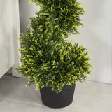 Outsunny 90cm/3FT Artificial Trees, Spiral Topiary Trees w/ Pot Set Of 2, Fake Indoor Greenery Plant Home Office Garden Decor Green
