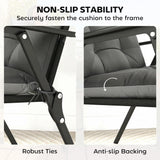 Outsunny Patio Chair Cushions Set of 4, Waterproof Non-Slip Lounge Chair Cushions, 112x53cm, Dark Grey