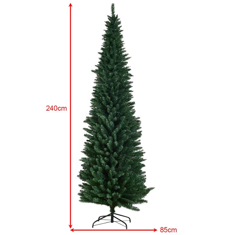 2.4 M Slim Pencil Christmas Tree with Branch Tips for Indoor Decoration