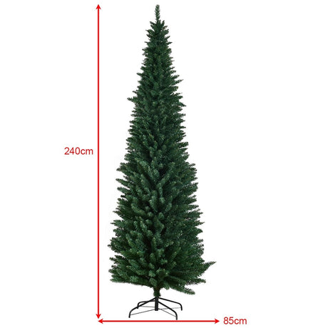 2.4 M Slim Pencil Christmas Tree with Branch Tips for Indoor Decoration