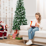 5 / 6 / 7.5 Feet Artificial Pencil Christmas Tree with Pine Cones